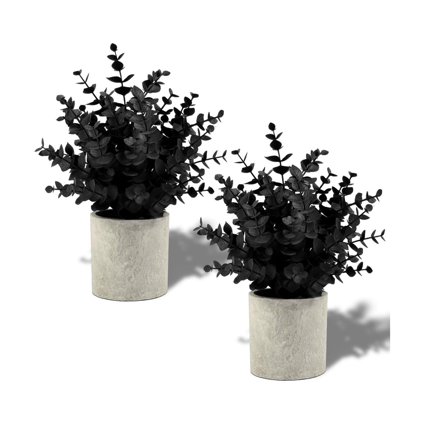 Black Fake Eucalyptus Small Fake Plants Potted Artificial Plants / Black-small / Set of 2