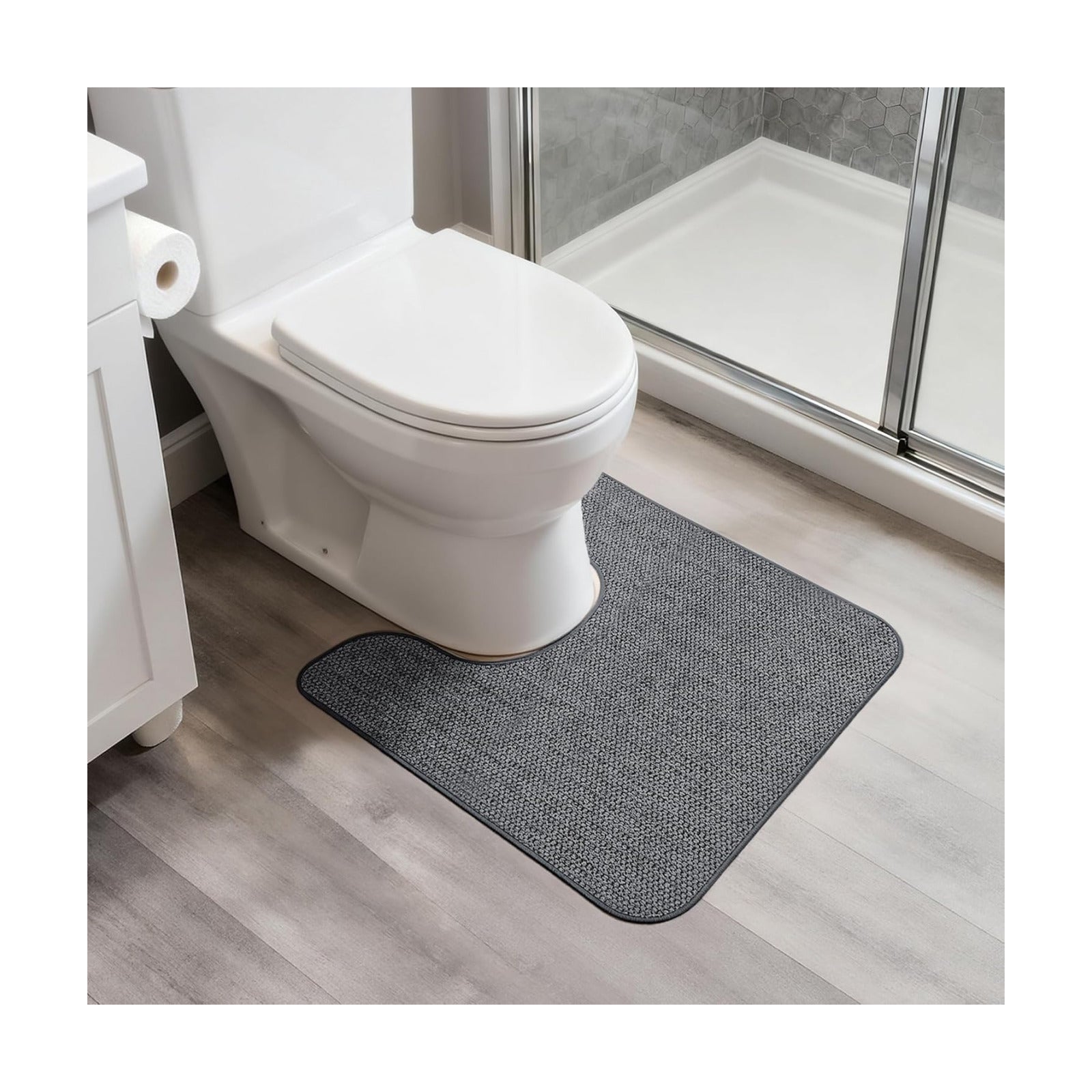 Bosap Toilet Rugs U Shaped Bathroom Rug,Machine Washable Non Slip Quick Dry Super Absorbent Ultra Thin Toilet Mats for