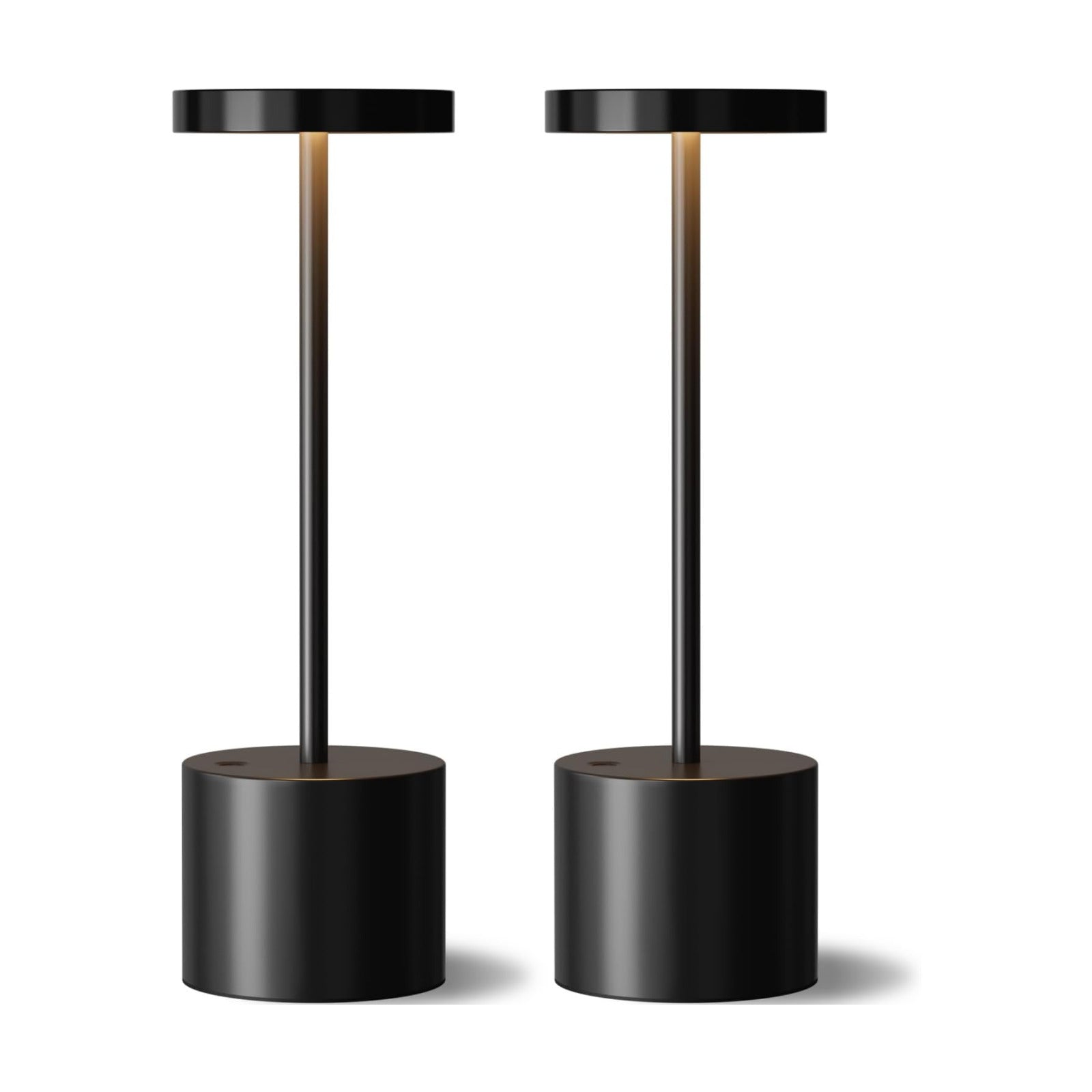 Cordless Rechargeable Table Lamp, 4000mAh Battery Operated, Black, 2 Pack | Wireless LED Lamp, 3 Color Modes, Stepless