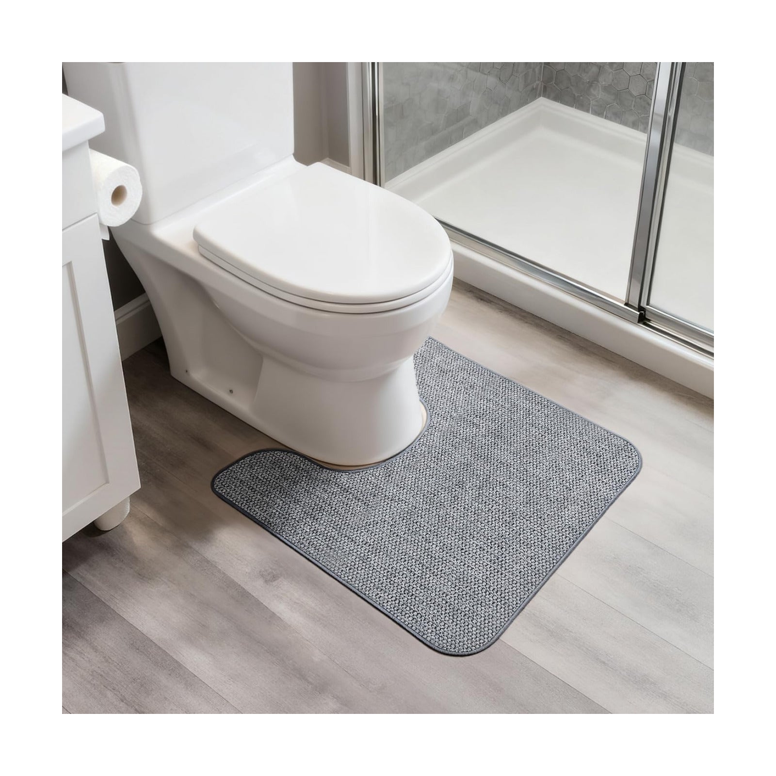 Bosap Toilet Rugs U Shaped Bathroom Rug,Machine Washable Non Slip Quick Dry Super Absorbent Ultra Thin Toilet Mats for