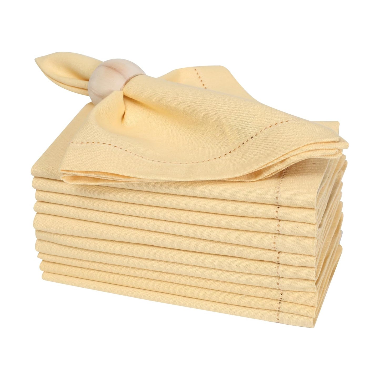 Bedding Craft Cotton Dinner Cloth Napkins Set of 12 – 18x18 Apricot Gelato Hemstitched – Machine Washable Fabric