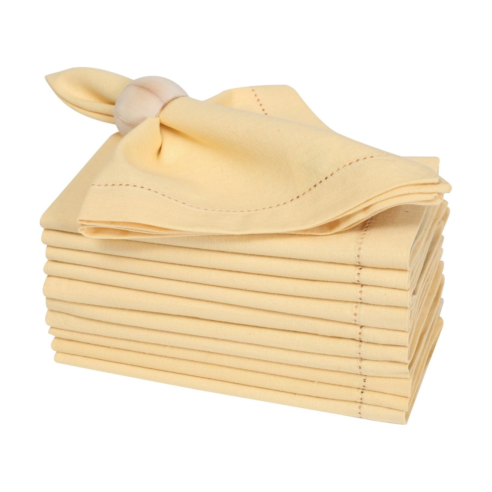 Bedding Craft Cotton Dinner Cloth Napkins Set of 12 – 18x18 Apricot Gelato Hemstitched – Machine Washable Fabric