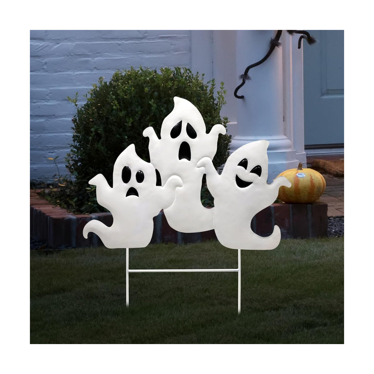 YIYA Halloween Garden Decorations Metal Halloween Ghost Yard Signs with Stake Outdoor Decorations Signs for Lawn Decor Yard Garden Decor