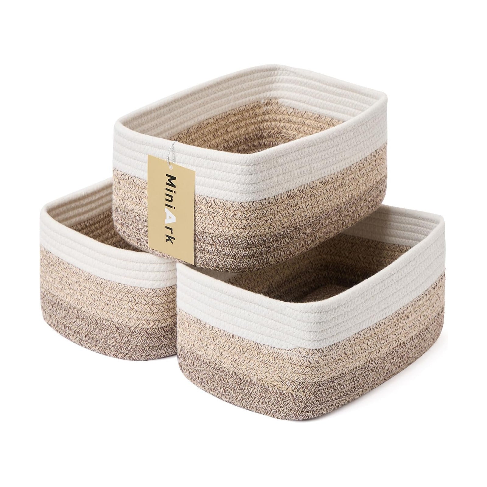Woven Rope Baskets / L11.5xw7.5xh4.7 / Gradient Brown / Set of 3