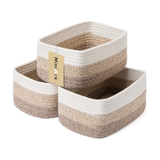 Woven Rope Baskets / L11.5xw7.5xh4.7 / Gradient Brown / Set of 3