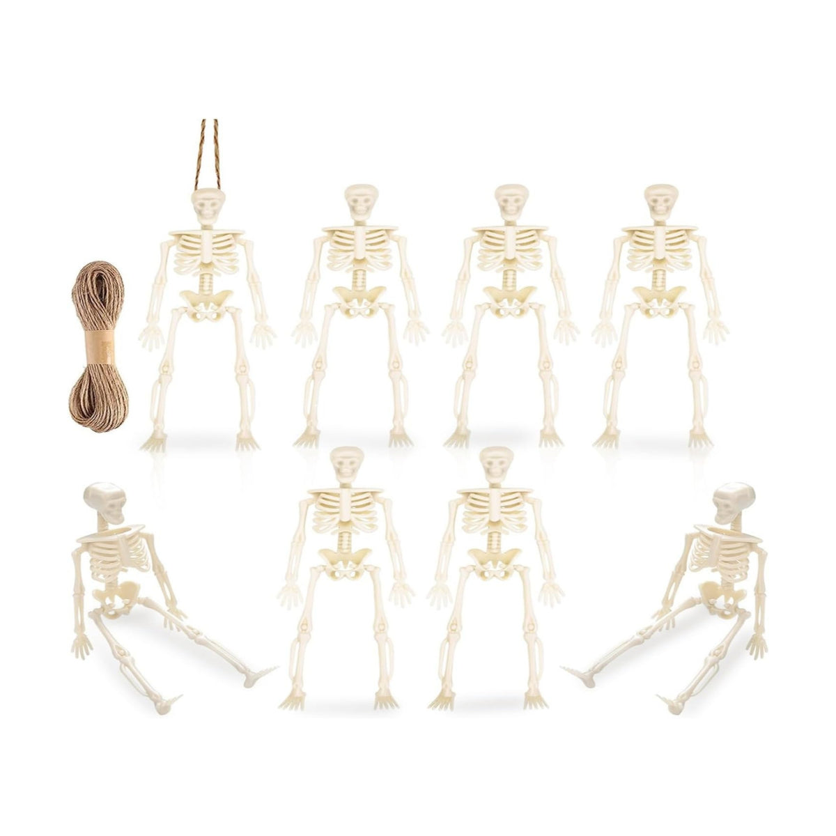 8PCS Mini Skeletons - 6 Inch Skeleton Figurines for Halloween Indoor/Outdoor Decor & Party Favors
