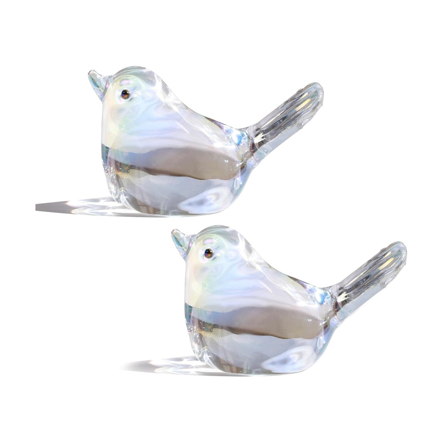 Glass Birds Figurines Handmade Blown Glass Bird Figurine Crystal Glass / Ab Coating / Set of 2