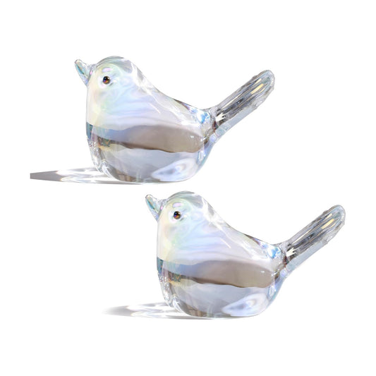 Glass Birds Figurines Handmade Blown Glass Bird Figurine Crystal Glass / Ab Coating / Set of 2