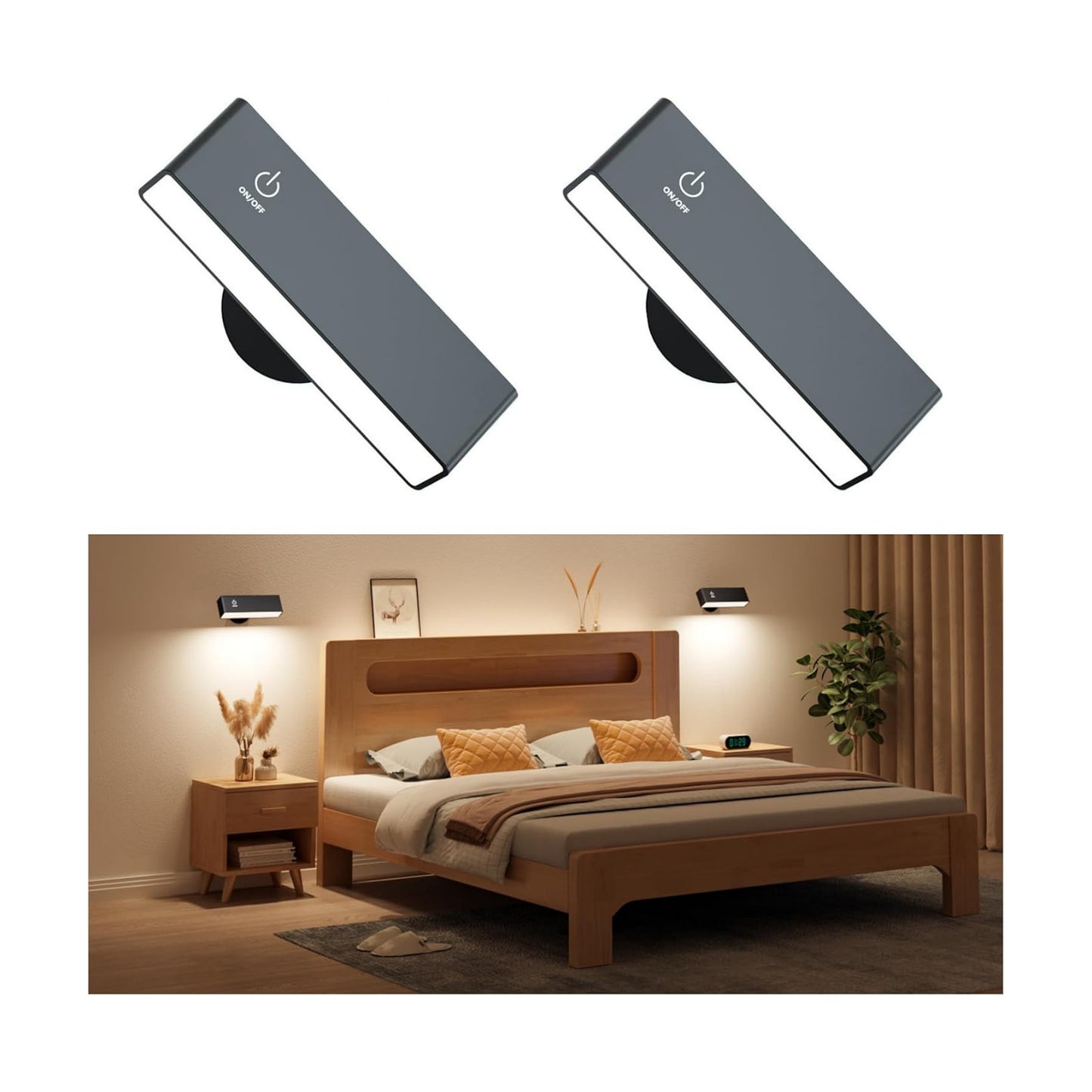 YiLaie Battery Operated Wall Sconces Set of 2, LED Wall Mounted Lights with 4000mAh Rechargeable Battery Operated, 360°