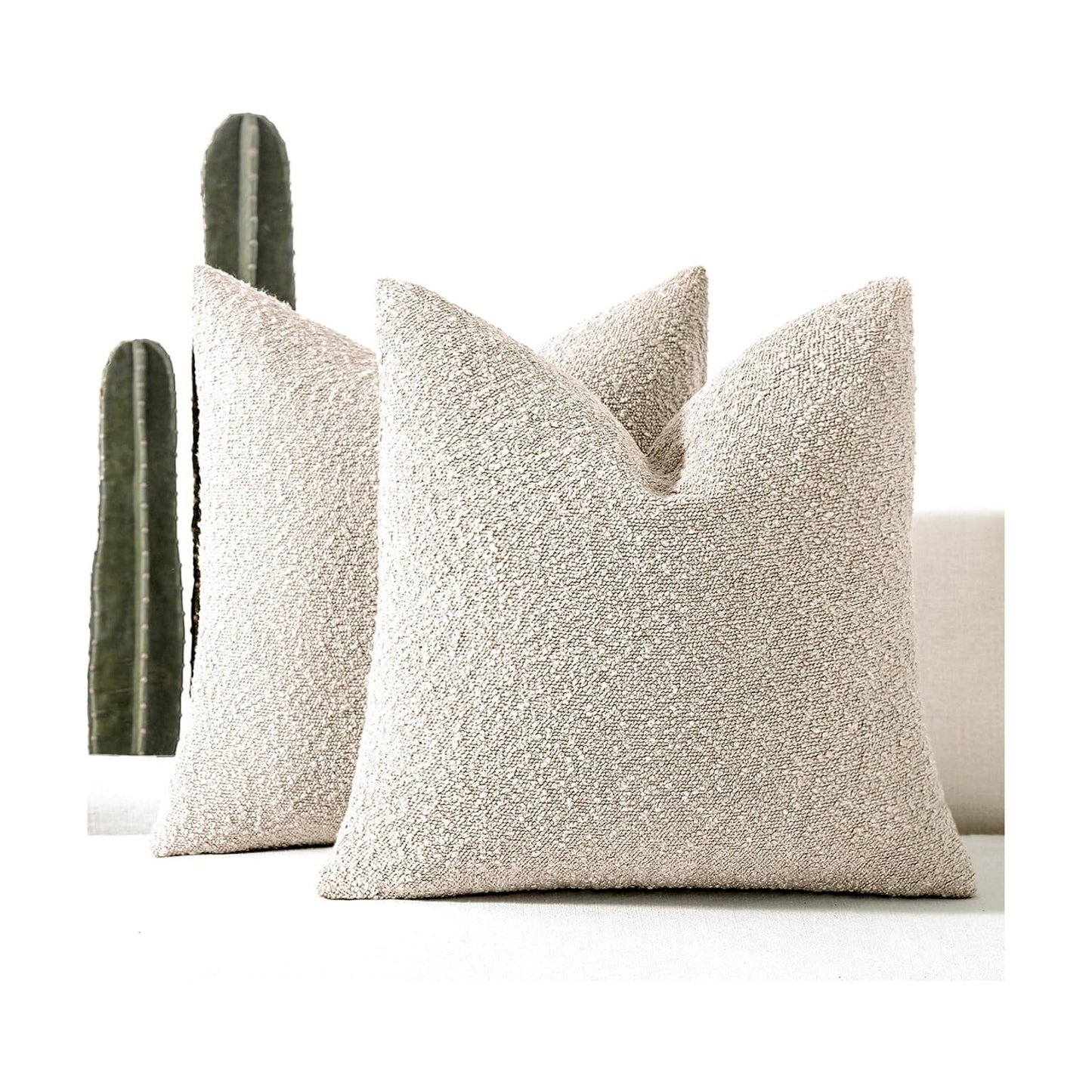 Boucle Throw Pillow Covers / Beige / 18 x 18 / Set of 2