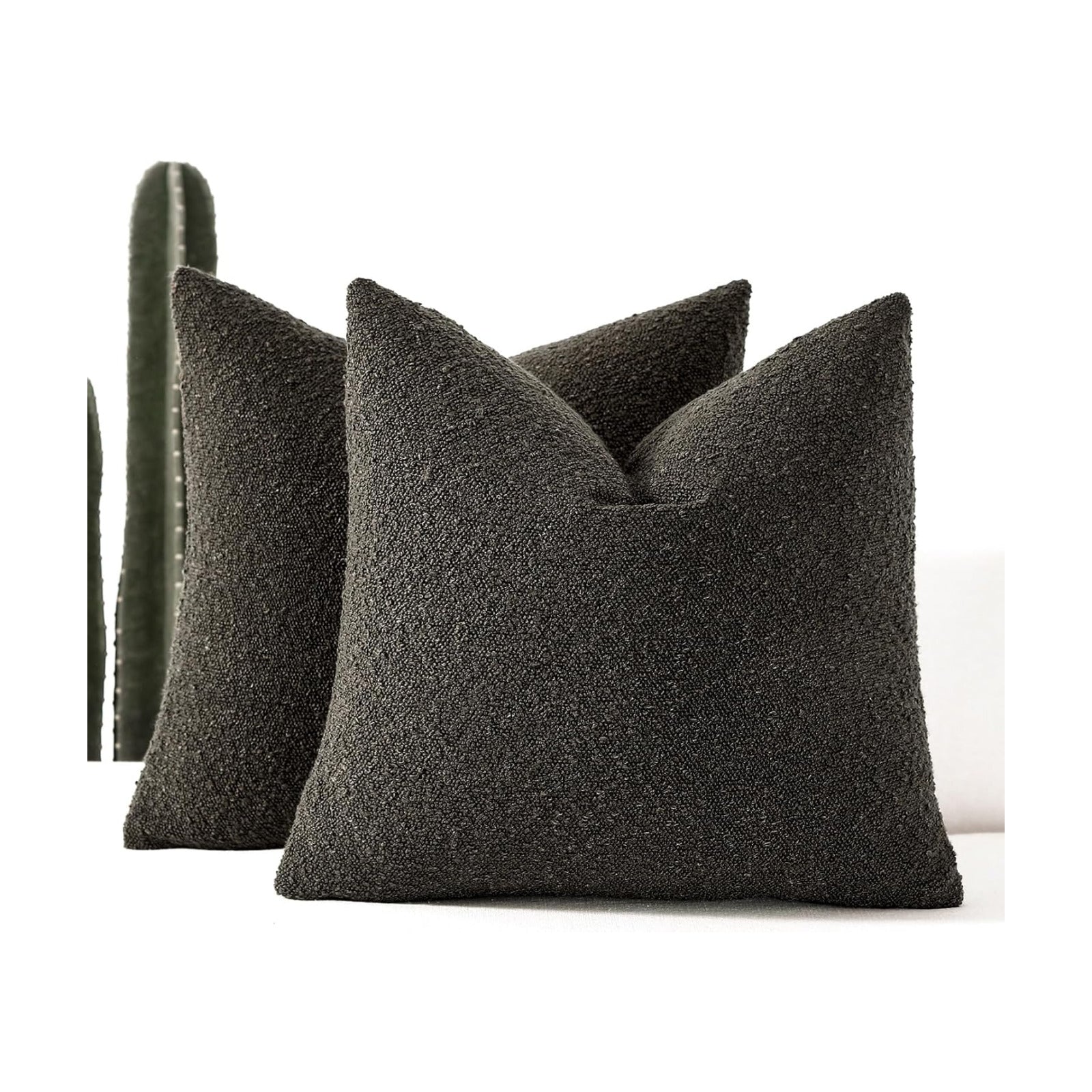 Boucle Throw Pillow Covers / Dark Coffee / 22 x 22 / Set of 2