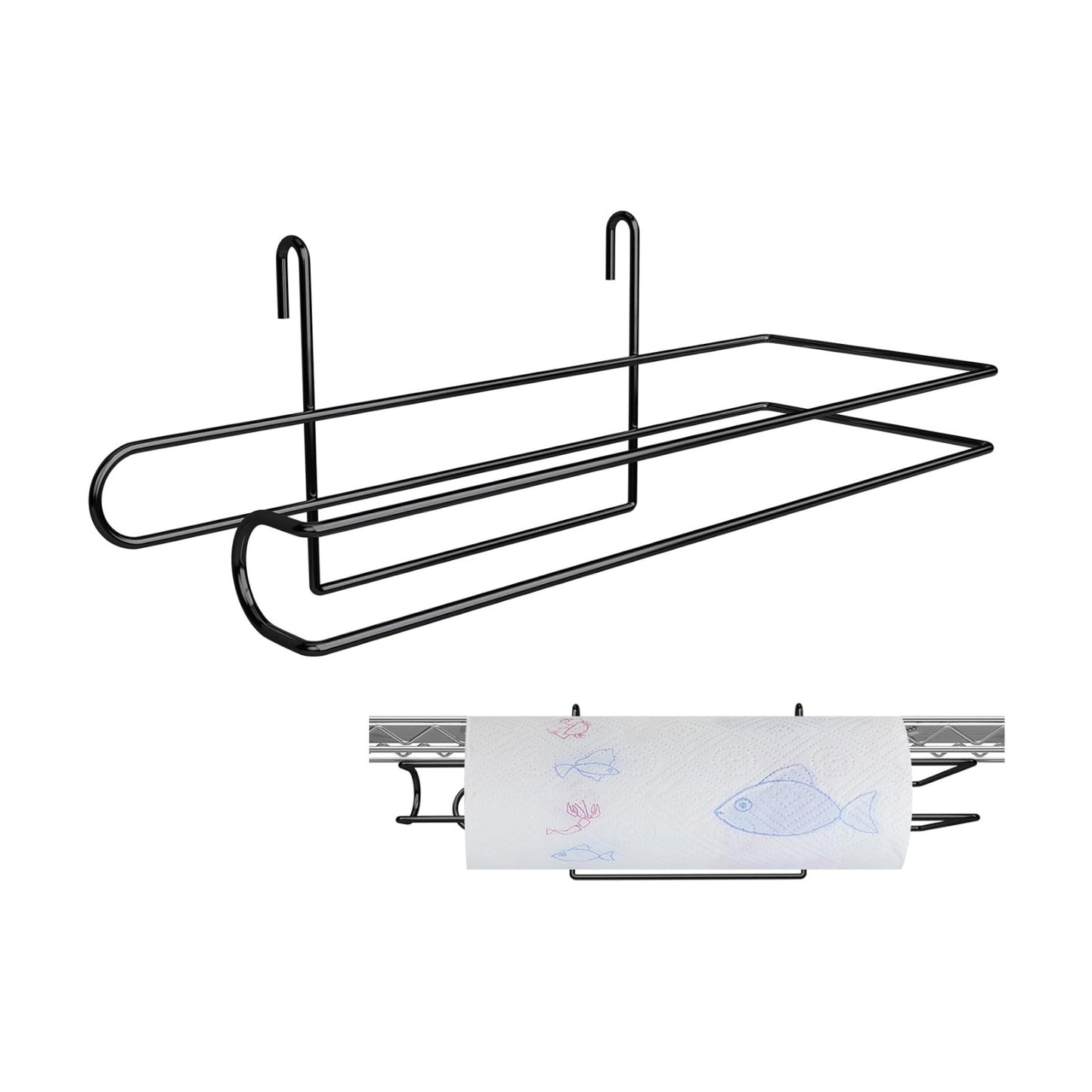 CroBlissful Paper Towel Holder for Wire Shelving 5'' D x 12'' W x 4.5'' H Hanging Paper Towel Holder Wire Shelf