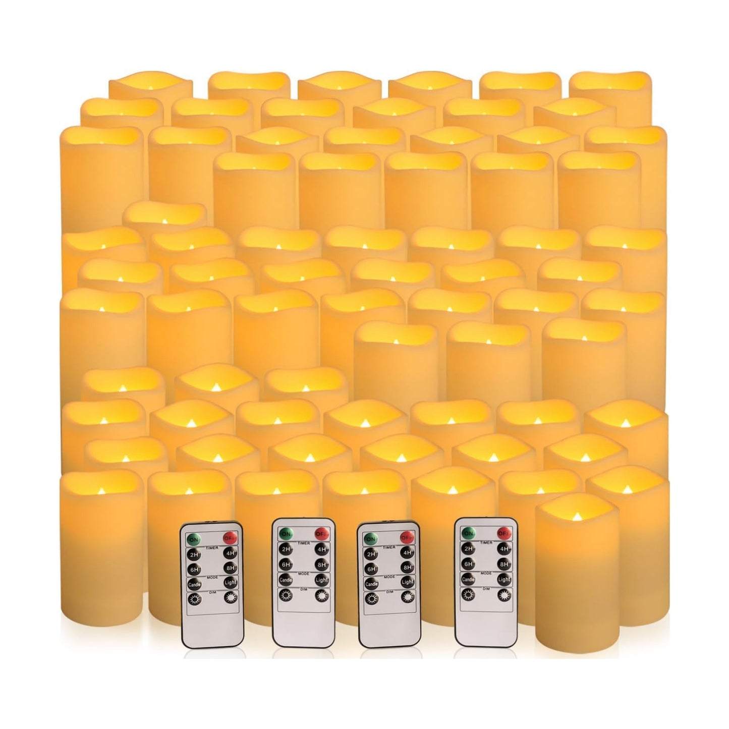 YOROXRG Set of 72 Waterproof Outdoor Flameless Candles, LED Candles with 4 Remote and Timer,(H 4" 5" 6" x D 2.2"),for