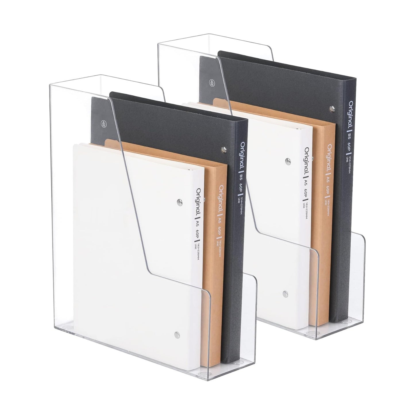 CiWiVOKi Vertical File Holder, PET Desk Organizer, Multi-purpose Plastic Document Storage Bins for Magazines, Binders