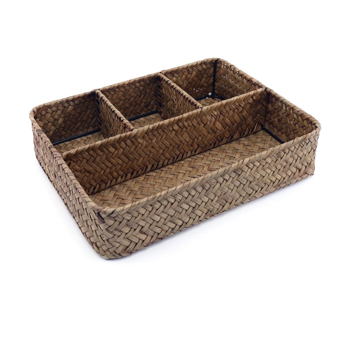 Seagrass Woven Compartment Organizer / Brown
