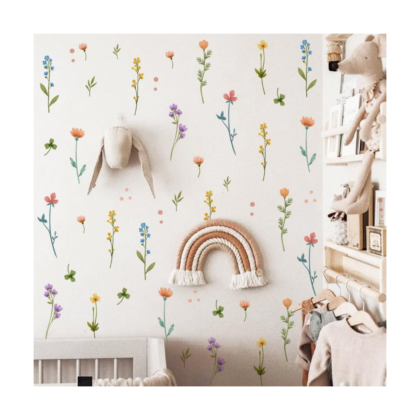 Boho Watercolor Flower Wall Stickers / Flower Wall Stickers-6589
