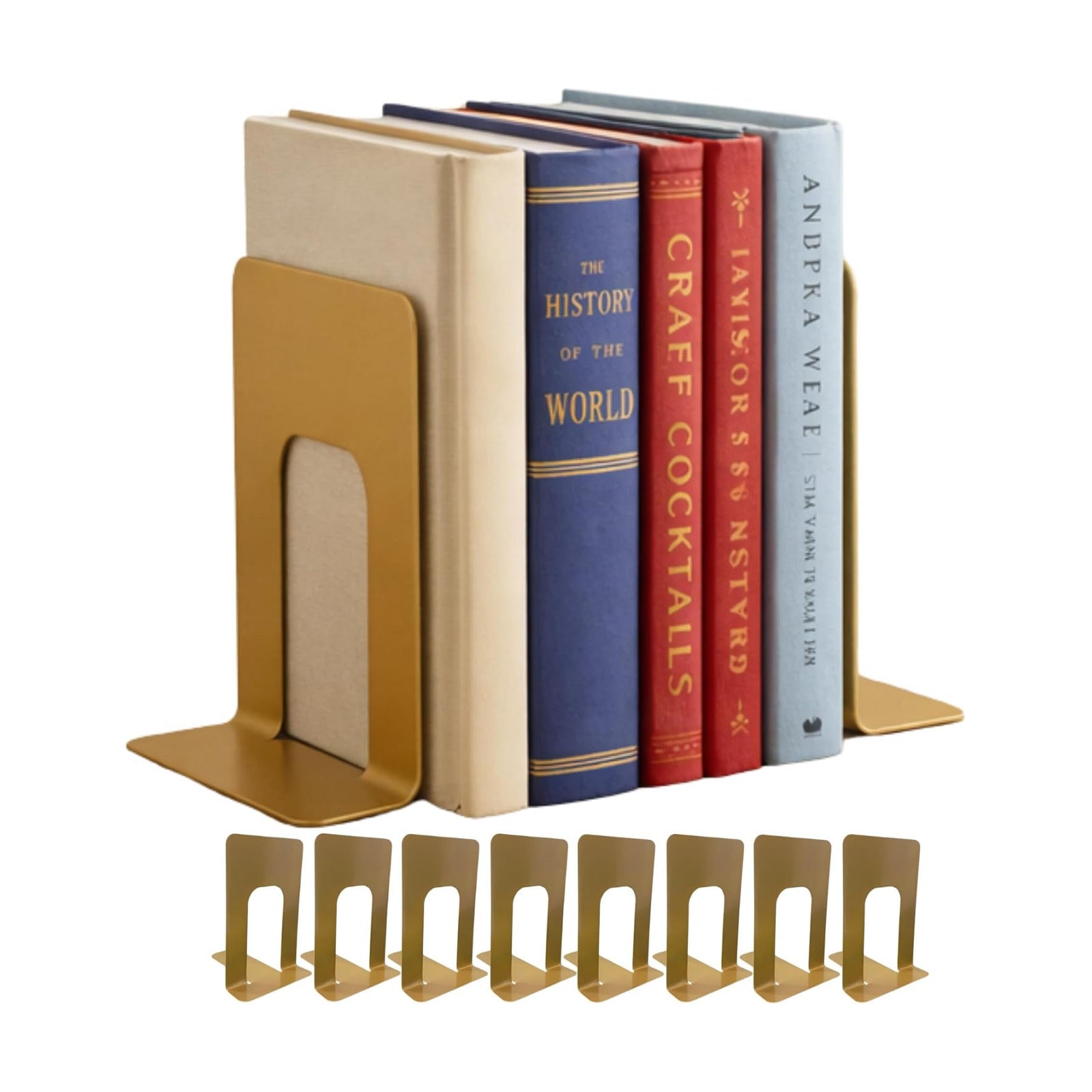 Modern Book Ends / Gold 4 Pairs