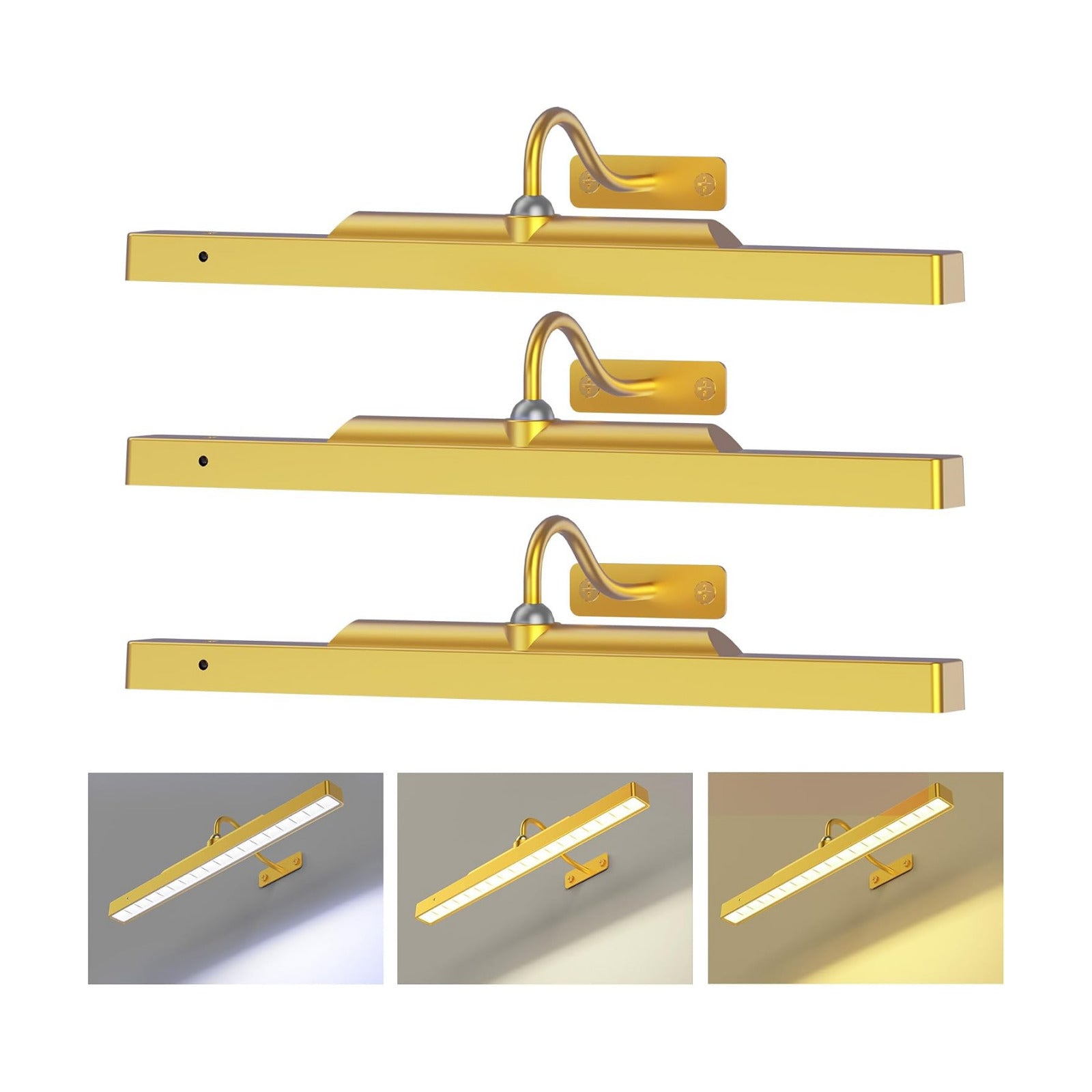 Picture Light 3Pack- 16in Picture Lights for Wall, 5000mAh Wireless Rechargeable Battery Picture Lights, Wall Light