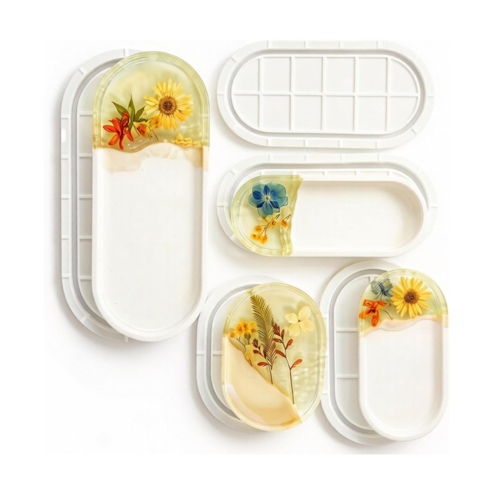 Jewelry Holder / 5.7'' Oval Tray Molds for Epoxy Resin / Oval Tray Resin Molds / Set of 5