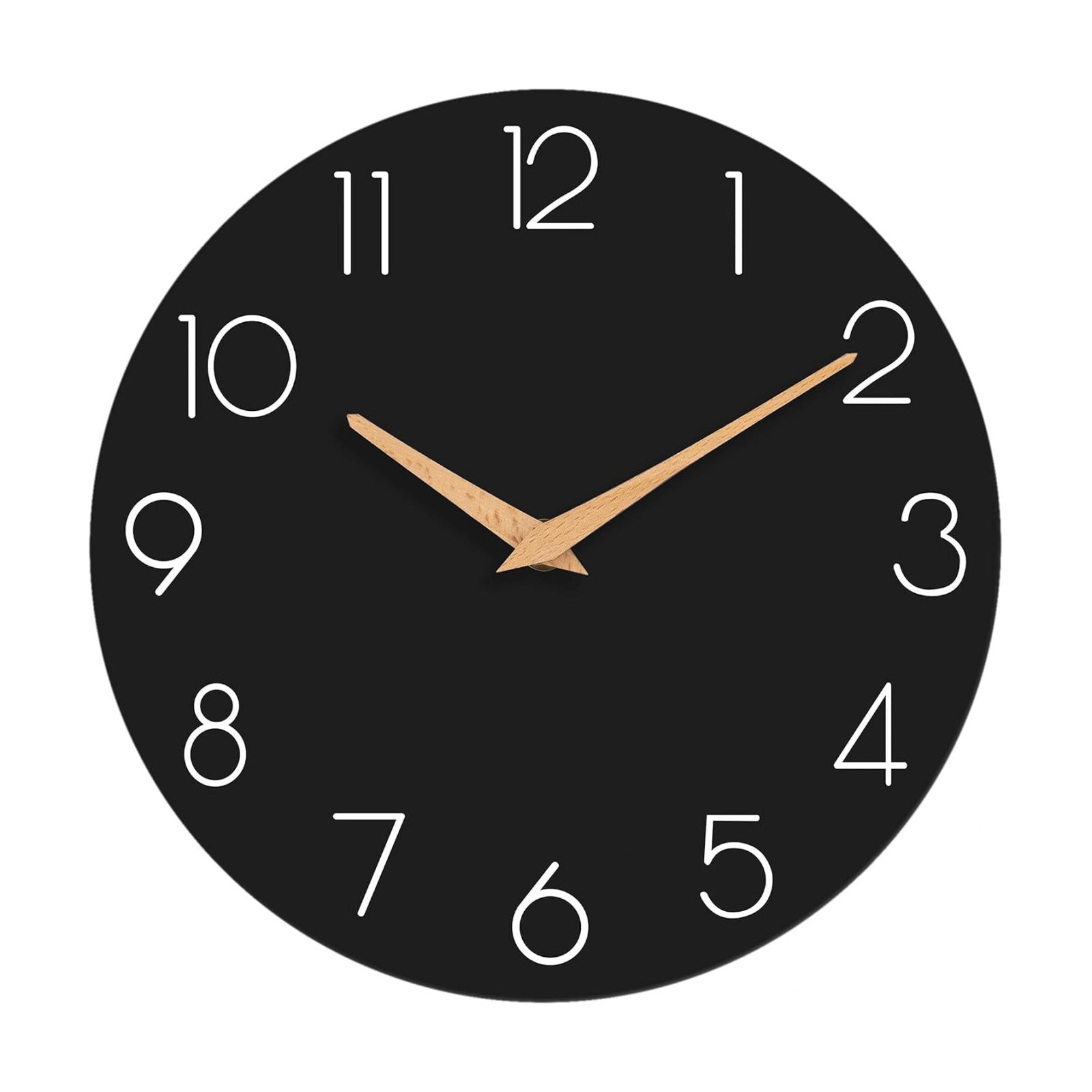 cicininc 10 Inch Battery Operated Wall Clock, Silent Analog, Black | Living Room | Kitchen | Office | Bathroom | Modern