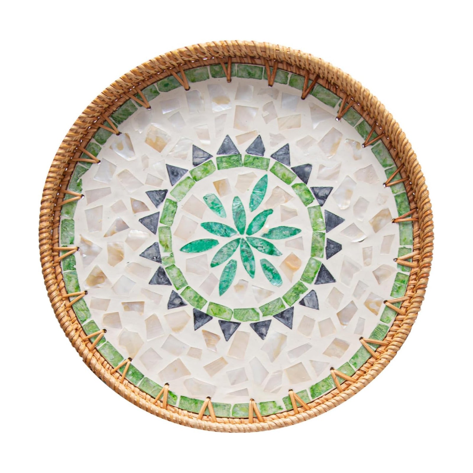 12'' Wicker Serving Tray / Bohemian / Set of 12