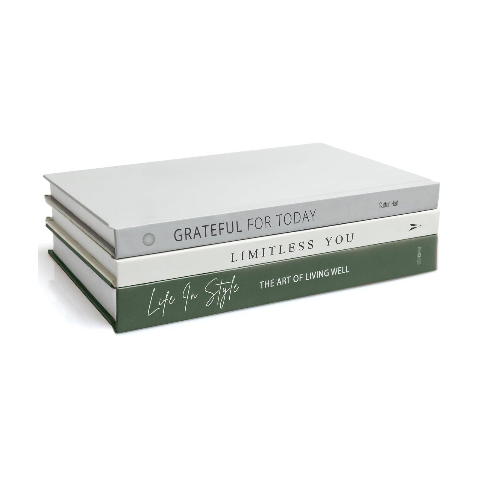 Faux Books / Green Decor Books / Olive Green, Cream, Gray