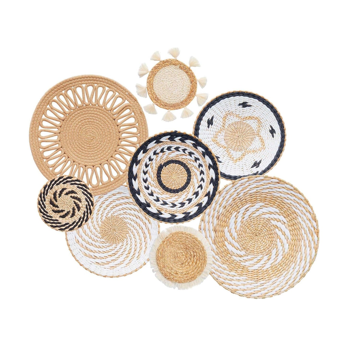 Boho Wall Basket Decor / 12 Inch / Set of 8