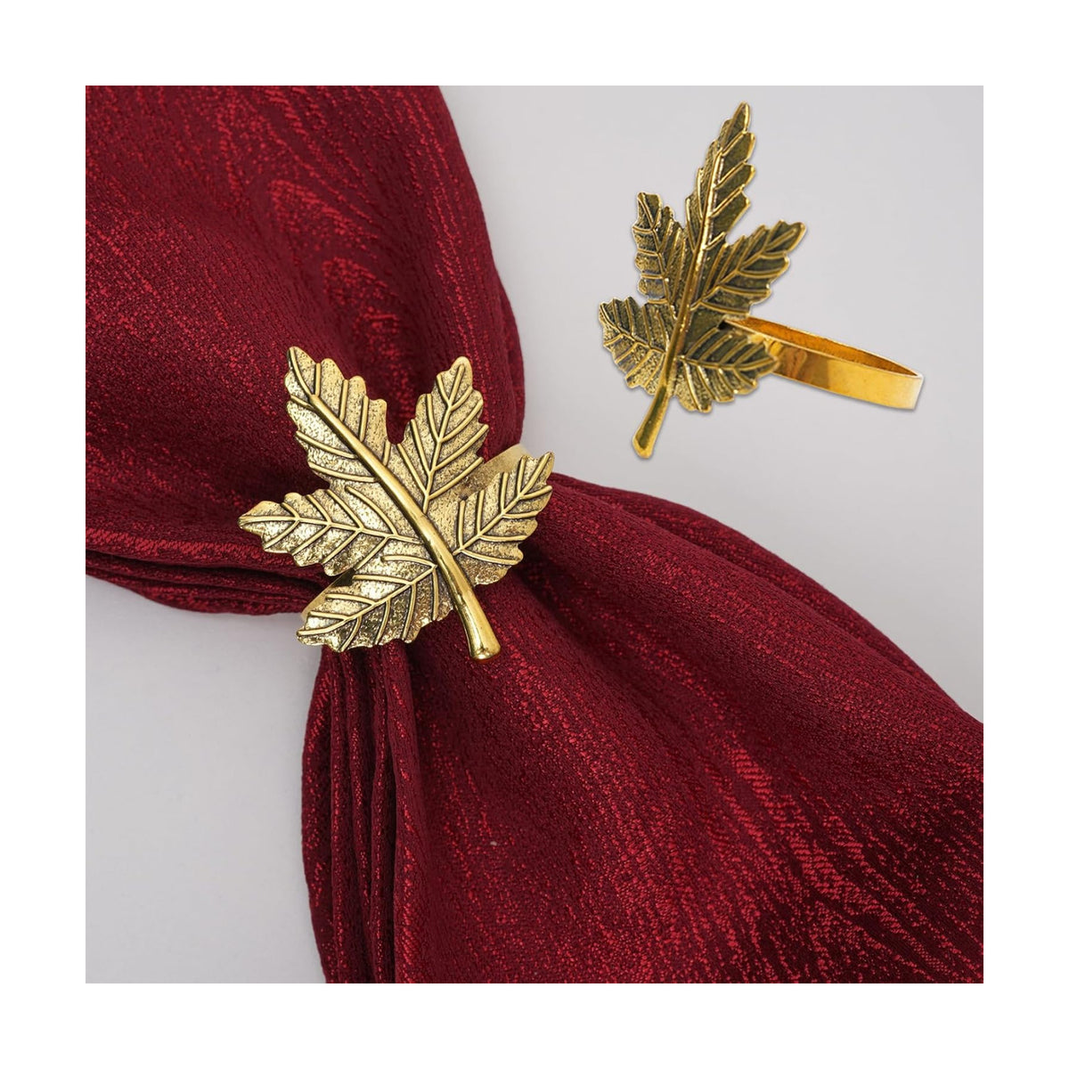 Gold Leaf Maple Napkin Rings Set of 6 Fall Napkins Ring Retro Serviette Buckles Gold Adornment for Thanksgiving Halloween Table Settings