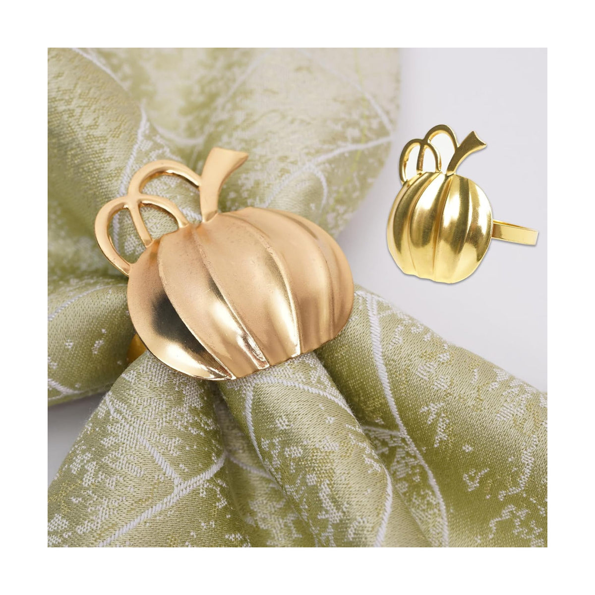 Gold Pumpkin Napkin Rings Set of 6 Fall Napkins Ring Retro Serviette Buckles Gold Adornment for Thanksgiving Halloween Table Settings