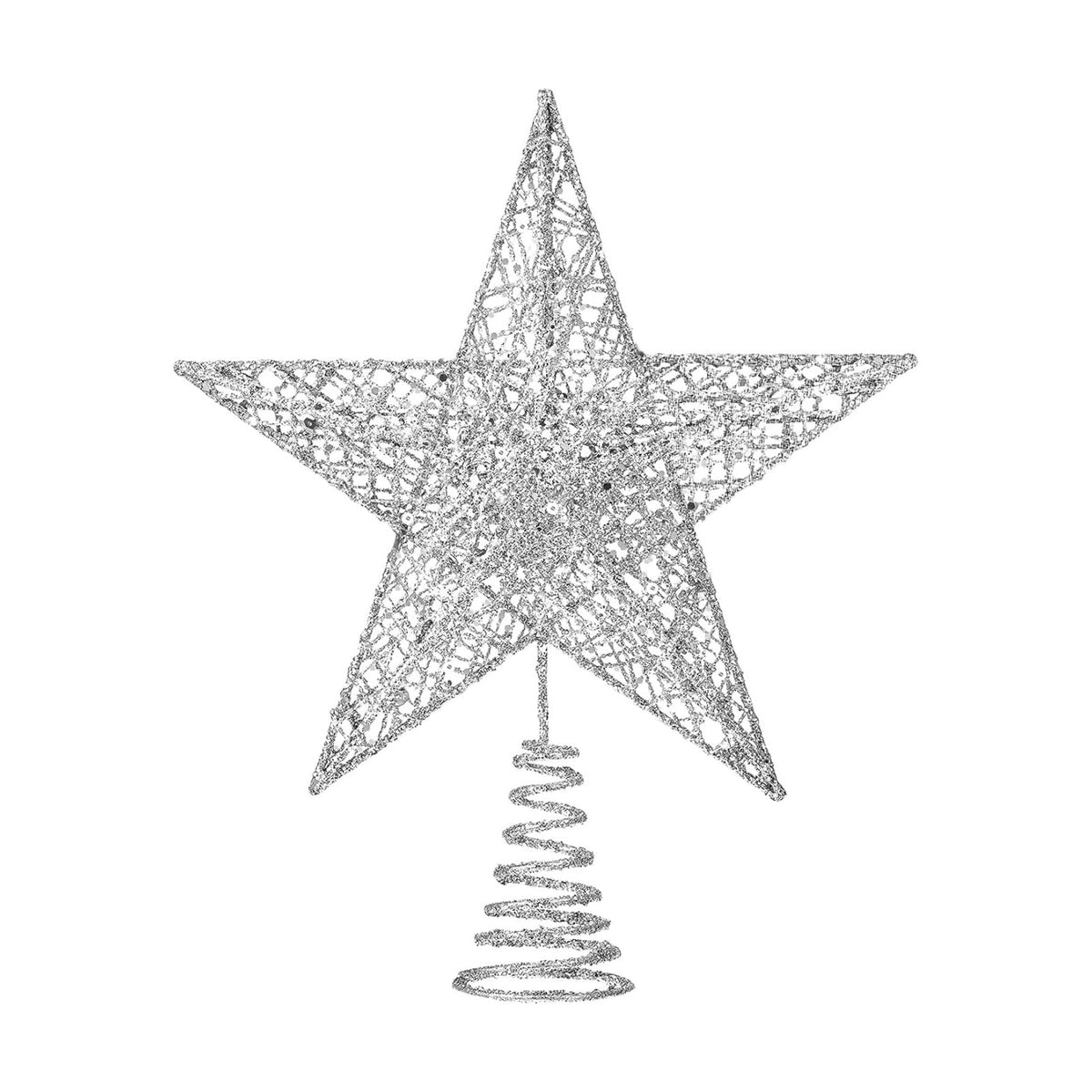 Christmas Tree Toppers Glitter Silver Star for Christmas Tree Decoration