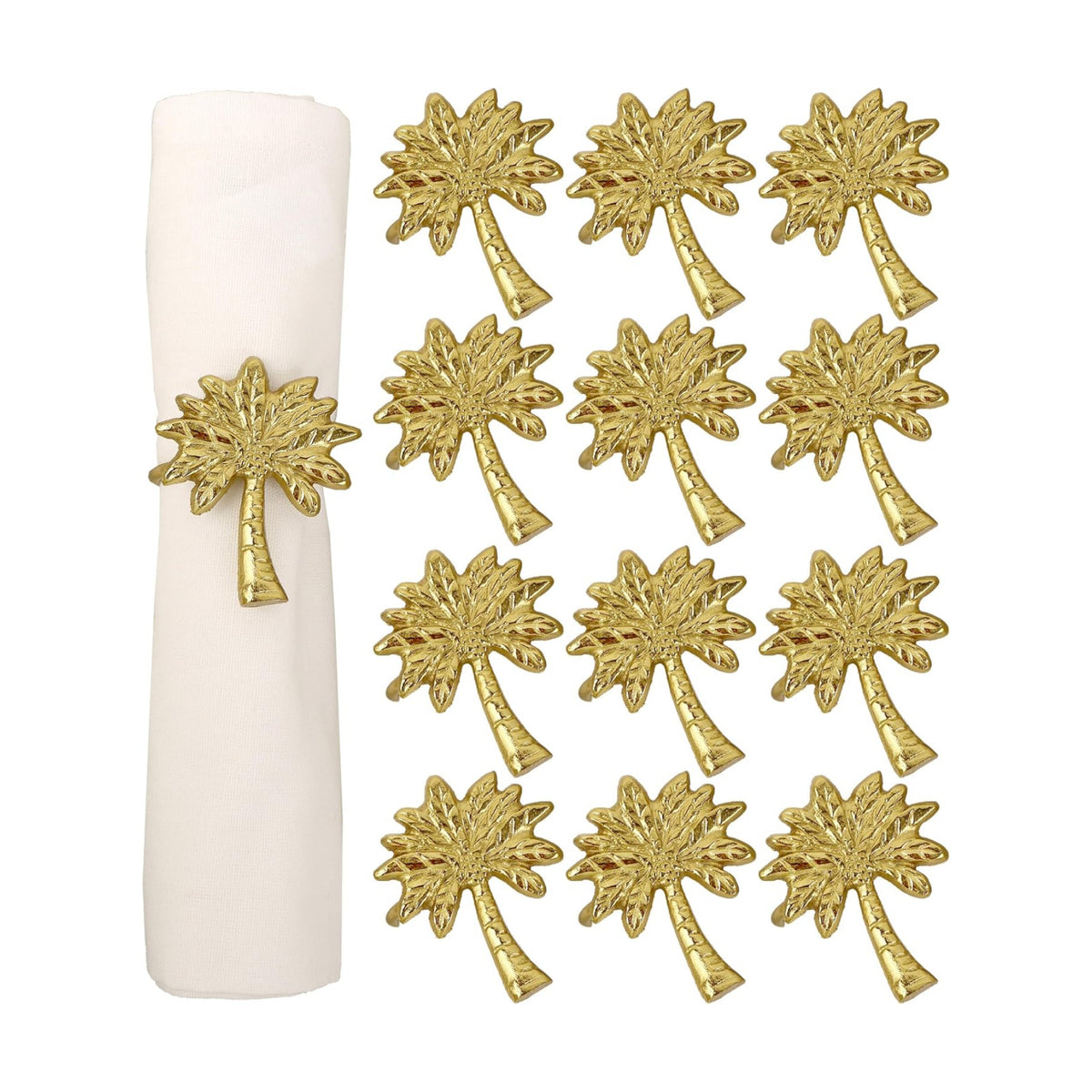 Alpha Living Home Metal Napkin Rings, Gold, Set of 12
