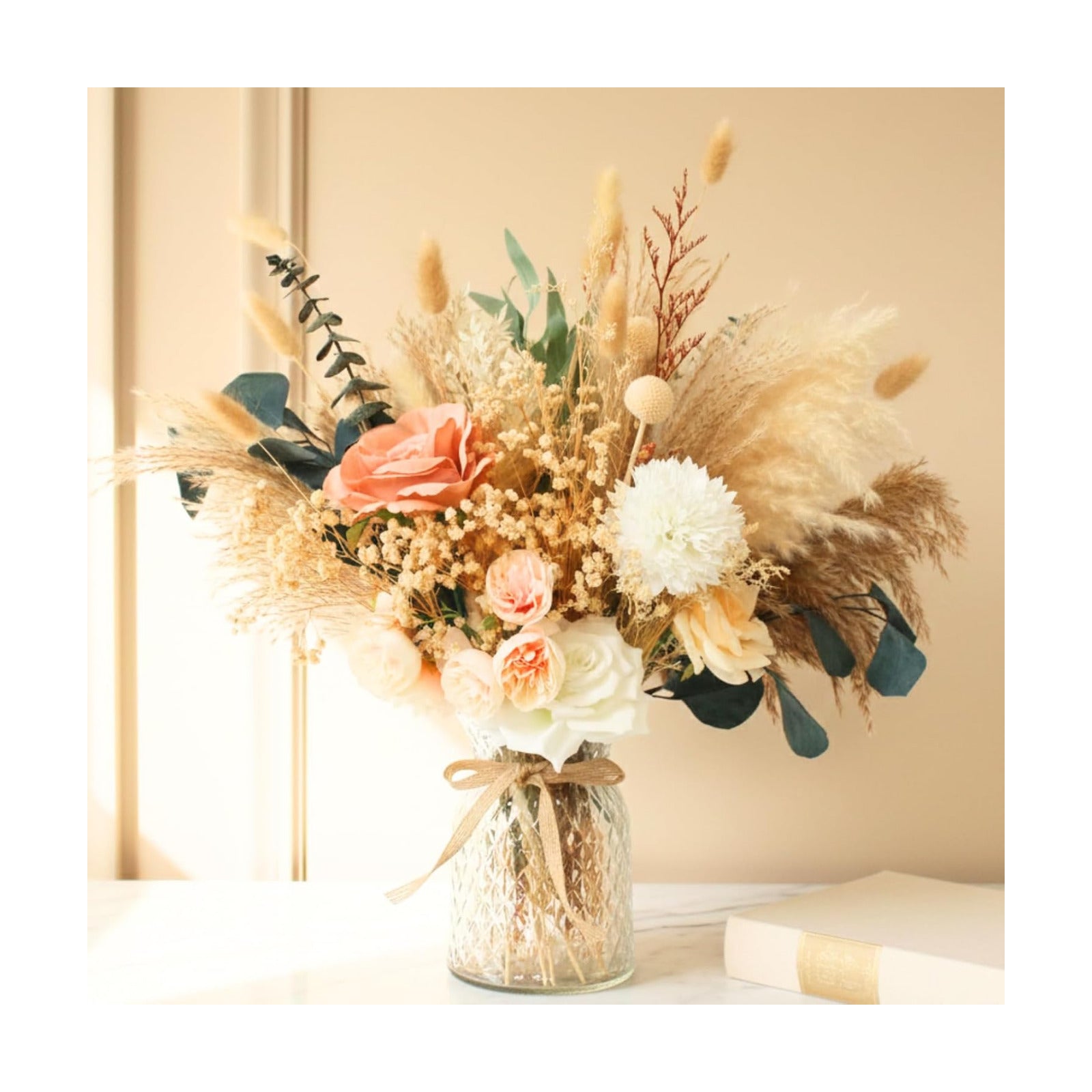 Luxury Floral Arrangement with Vase - Pampas Grass & Artificial Flowers