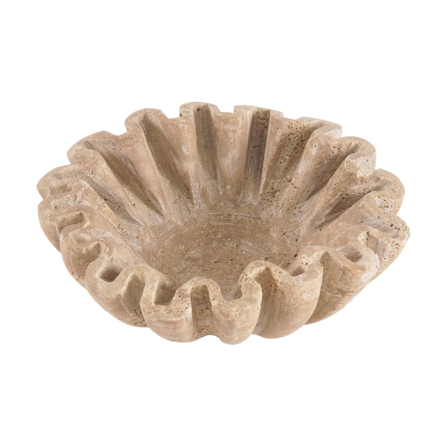 Marble Scalloped Bowl Handmade Ruffle Bowl / Travertine / 6 Inches