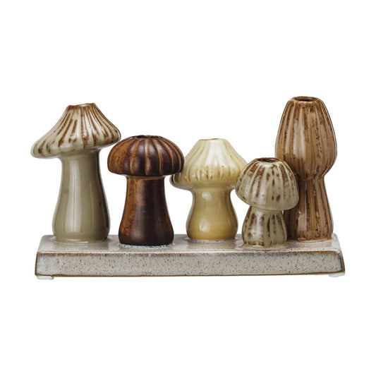 Enchanted Garden Stoneware Mushroom Vase
