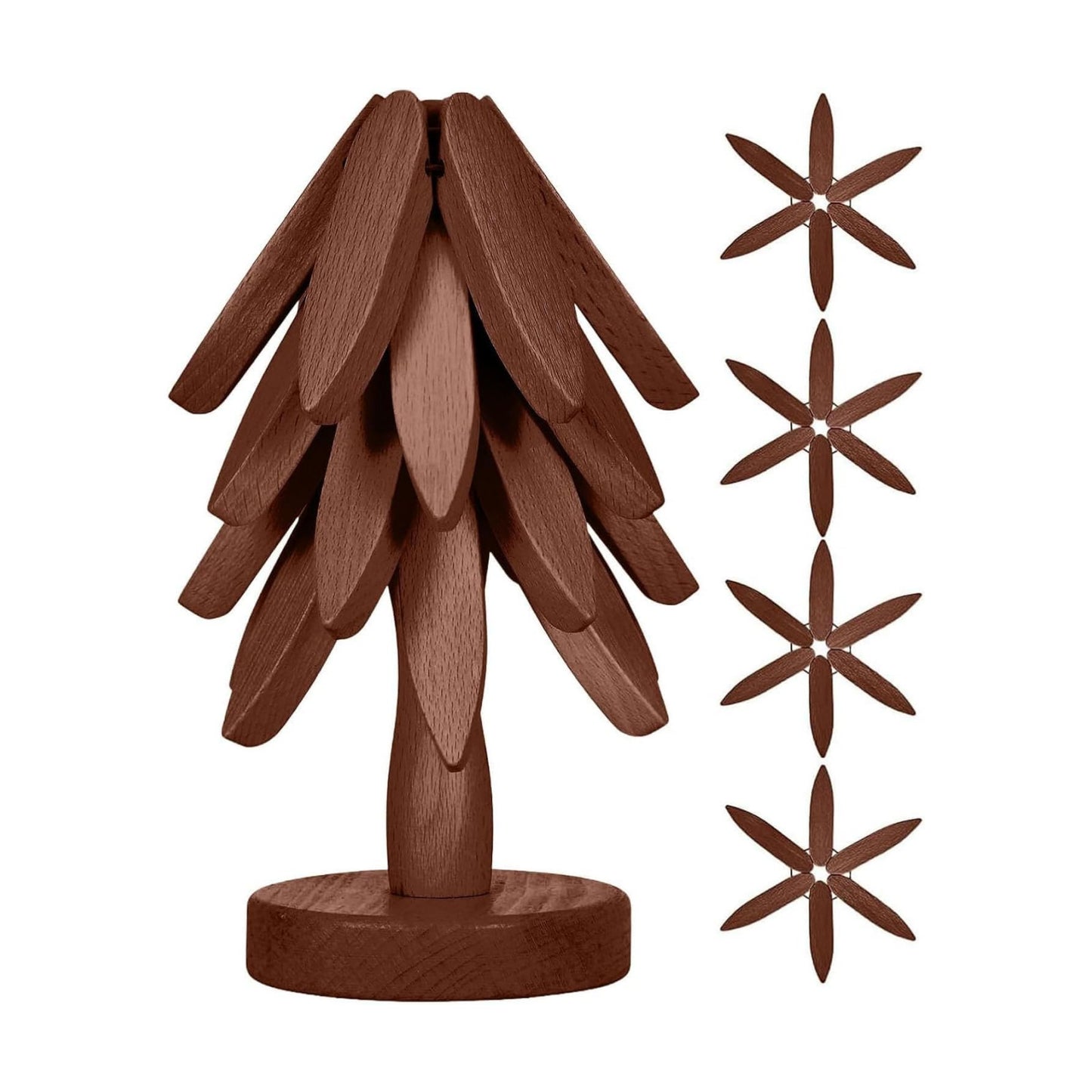 Tree Coasters- 4 Wooden Trivets + 1 Stand stored for hot