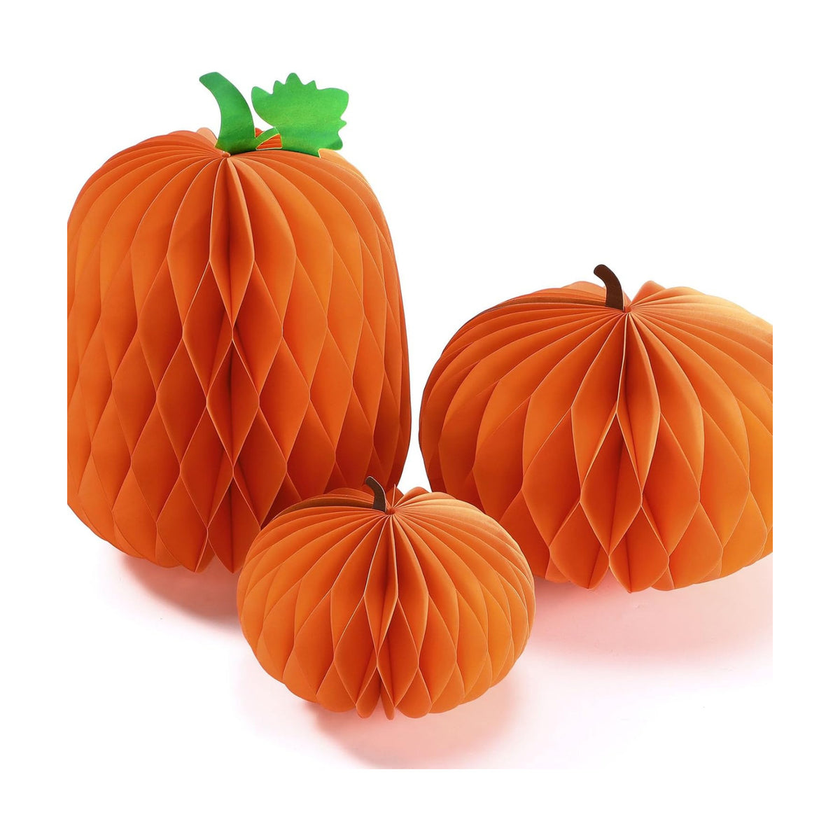 Cinnvoice 3 Pcs Halloween Fall Pumpkin Honeycomb Decor, Larger, Leaf