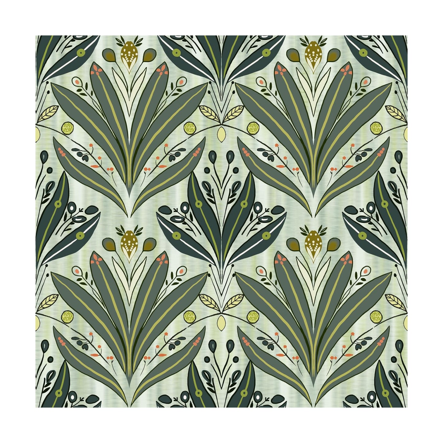 Leaf Wallpaper Peel and Stick Wallpaper " Modern Botanical Contact Paper / 17.3 x 197 / Green