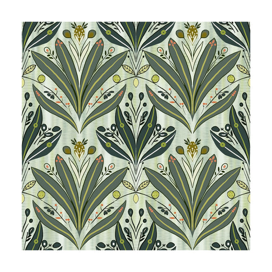 Leaf Wallpaper Peel and Stick Wallpaper " Modern Botanical Contact Paper / 17.3 x 197 / Green