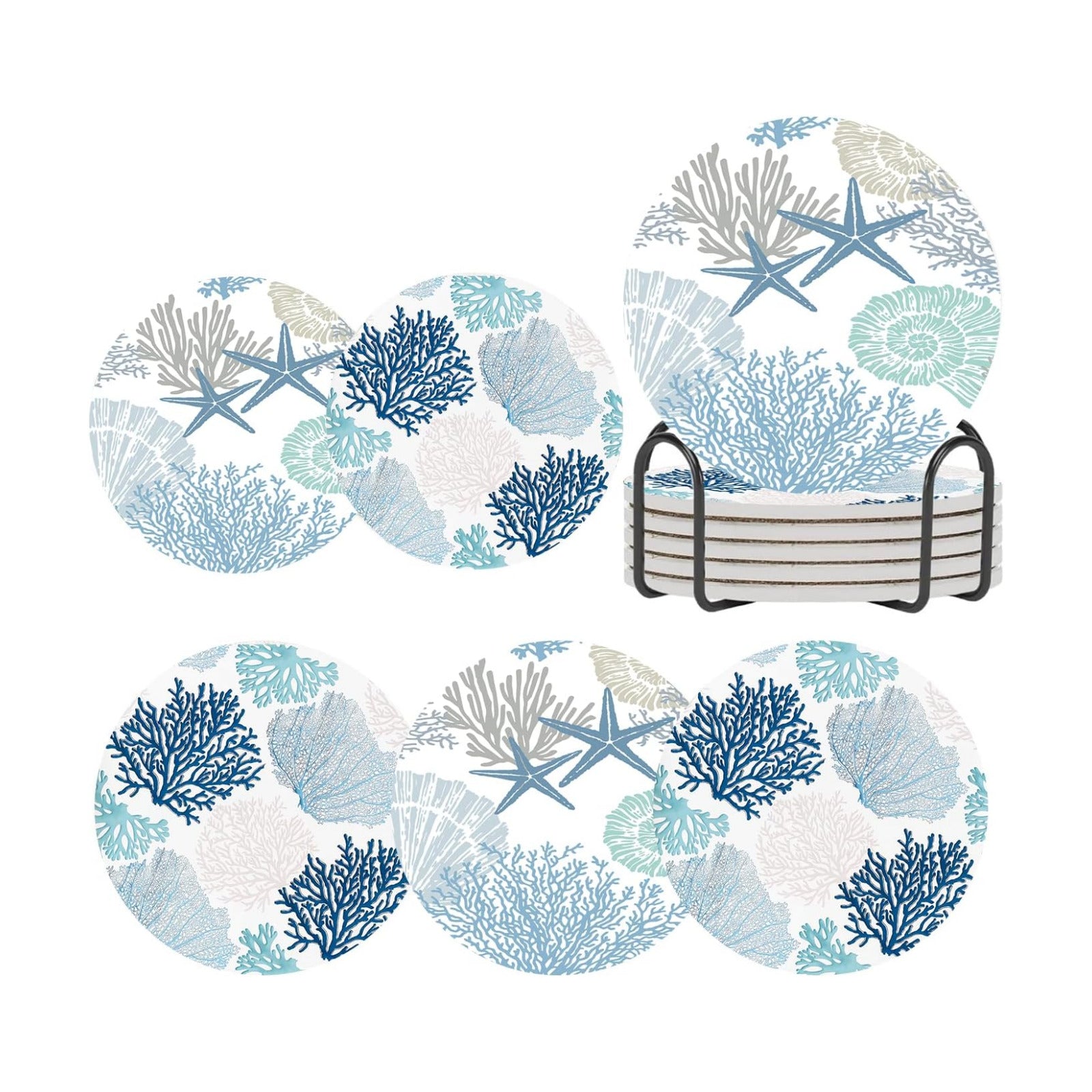 Metal Holder Stand / Nautical Coastal / Set of 6