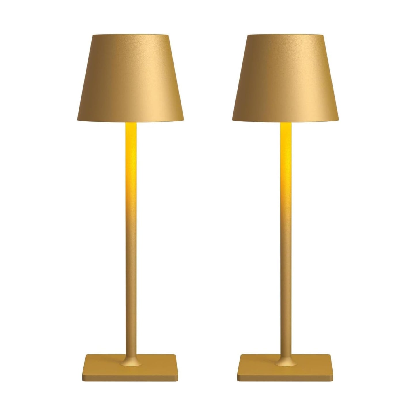 Fizrice Rechargeable Table Lamp 2 Pack Gold Cordless Battery Operated | 6000mAh touch control portable lighting with