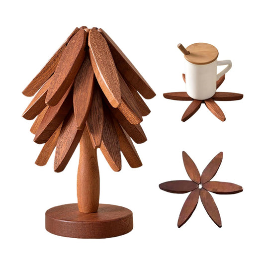 4 Trivets + 1 Stand for Hot Dishes / Black Walnut