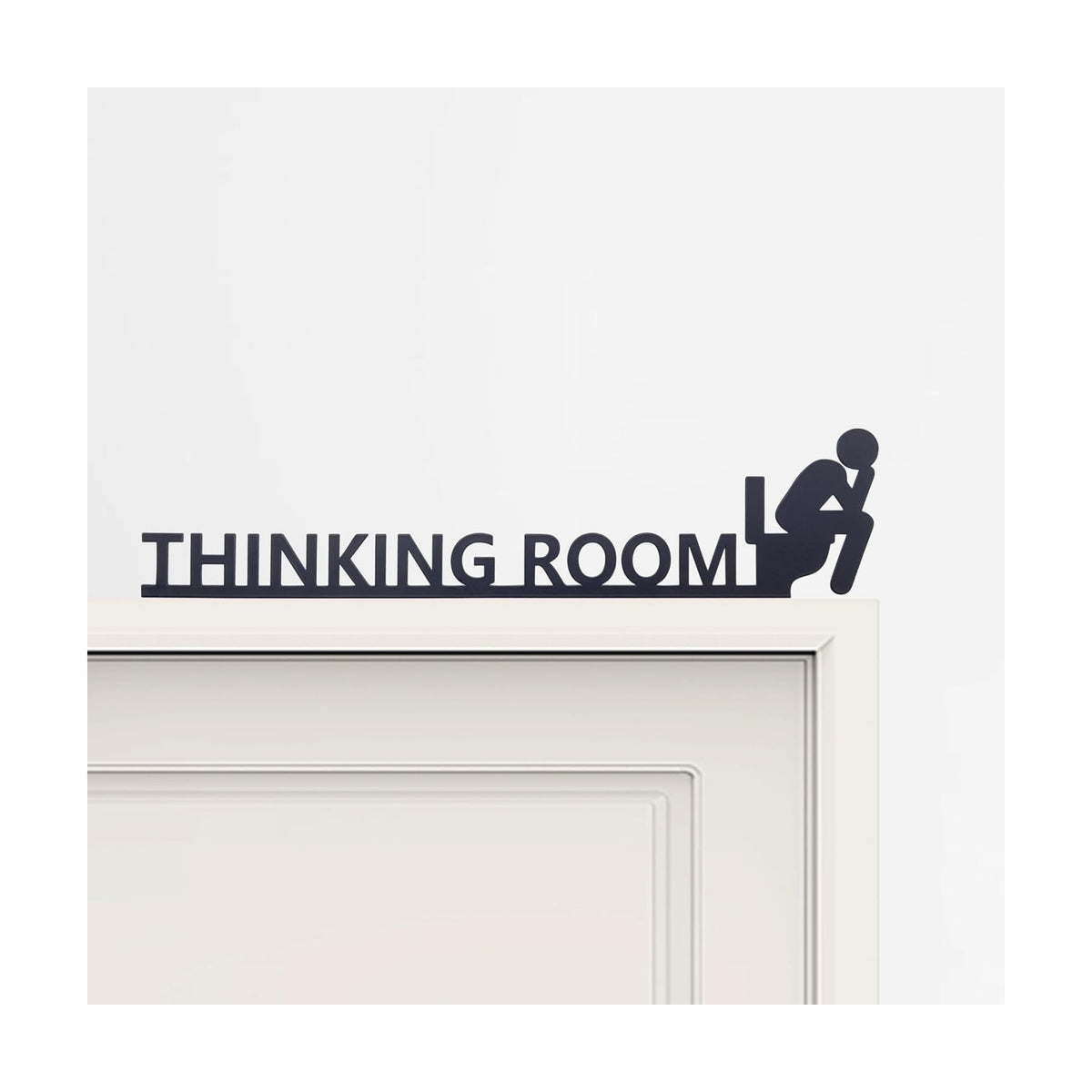 Thinking Room Funny Bathroom Door Sign & Funny Wall Art - Metal Rust-Resistant Decor with Humorous Quotes | Black Matte Bathroom Signs for Restroom | 13.8''x3.2'' Unique Toilet Door Topper Decor