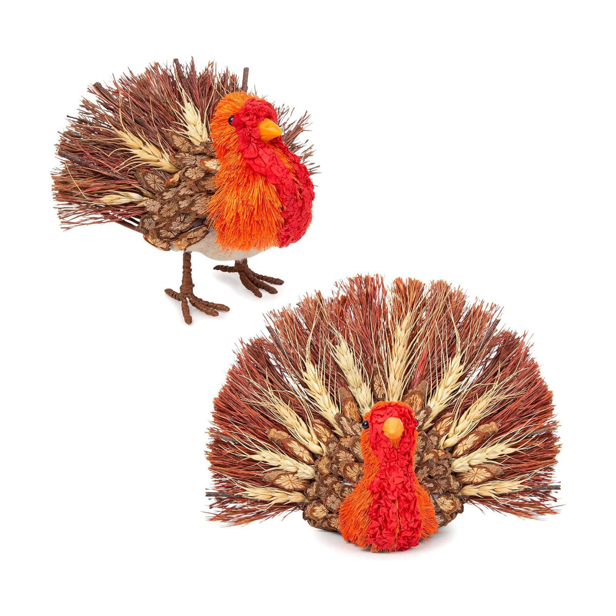 Thanksgiving Turkey Decor Set – 2 Natural Material for Table Home