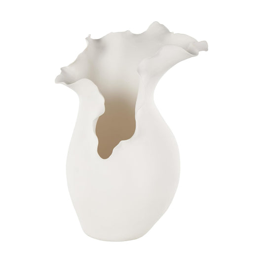 Ceramic Abstract Decorative Vase Floral Inspired Centerpiece Vase / White / 9 x 9 x 15