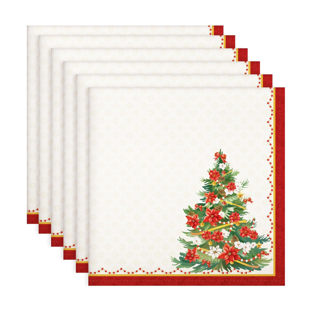 Christmas Tree Floral Cotton Cloth Napkins, 18×18 in, Set of 6