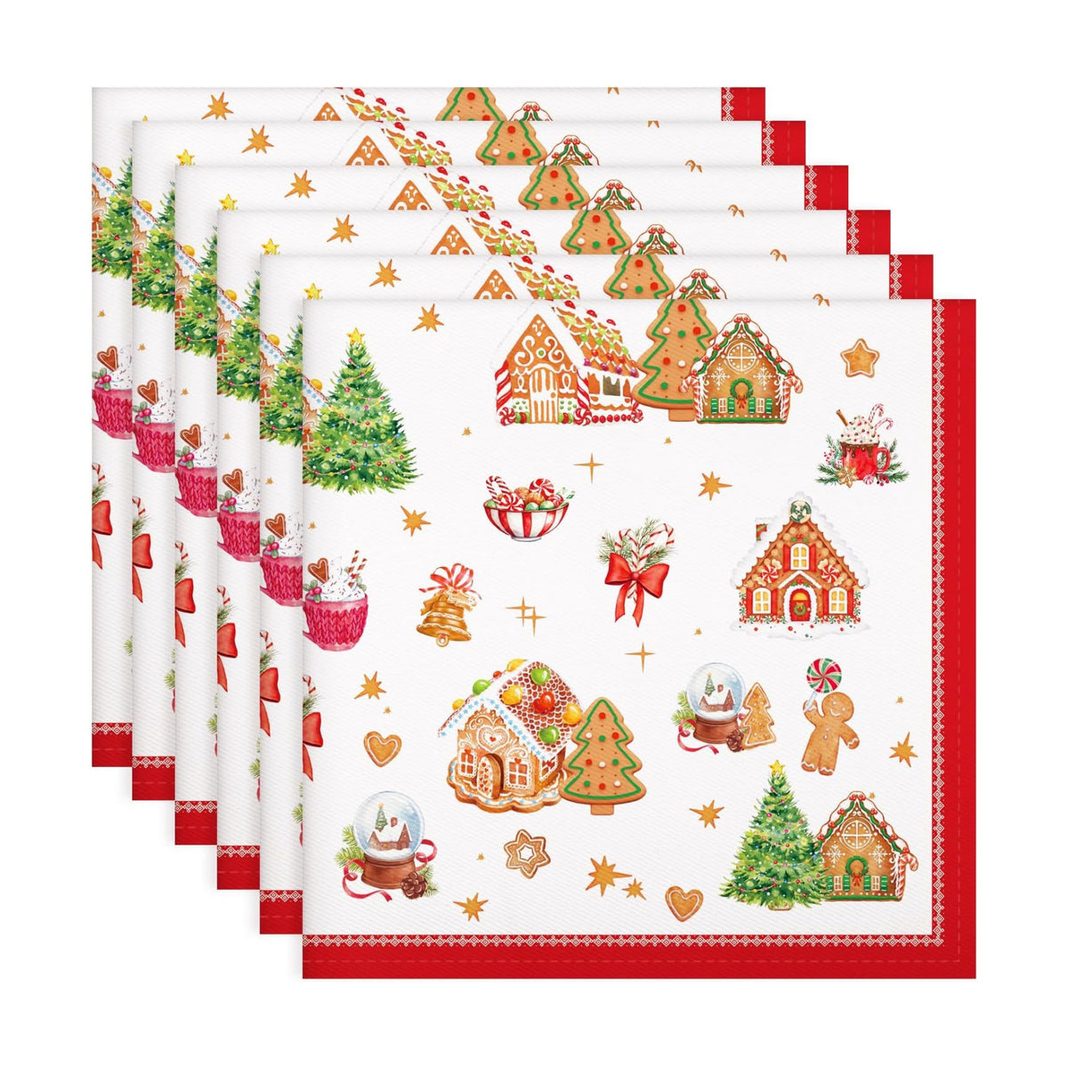Christmas Gingerbread Cotton Cloth Napkins, 18×18 in, Set of 4