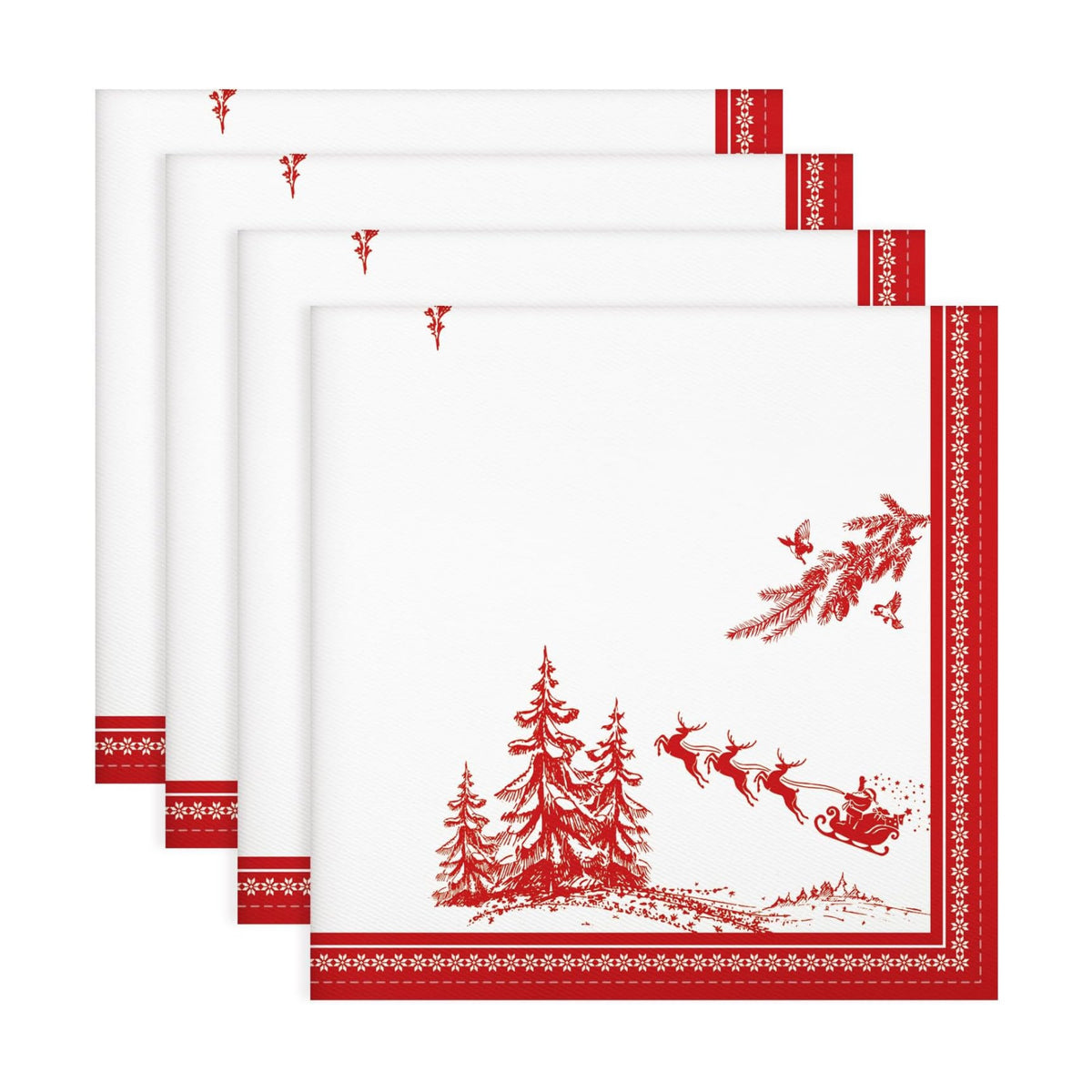 Christmas Tree Cotton Cloth Napkins, Farmhouse, 18×18 in, Set of 4