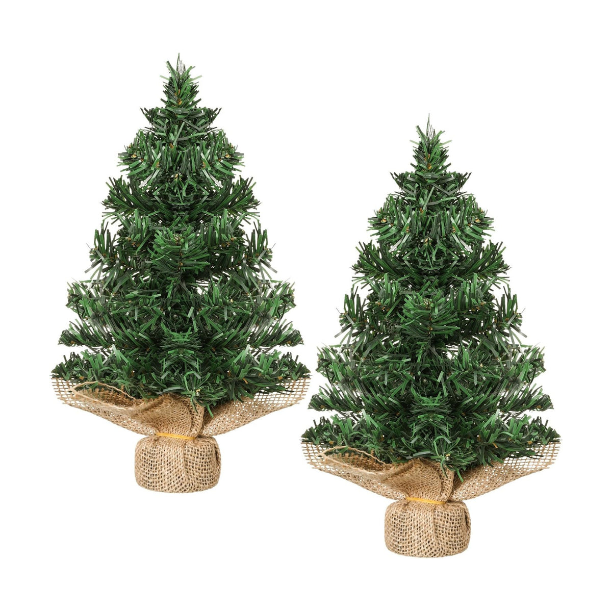Yinder Tabletop 2 Pcs Mini Christmas Tree 7.87 Inch Artificial Mini Xmas Miniature Pine Christmas Tree with Linen Base for Xmas Holiday Decorations Indoor Home Kitchen Dining Table