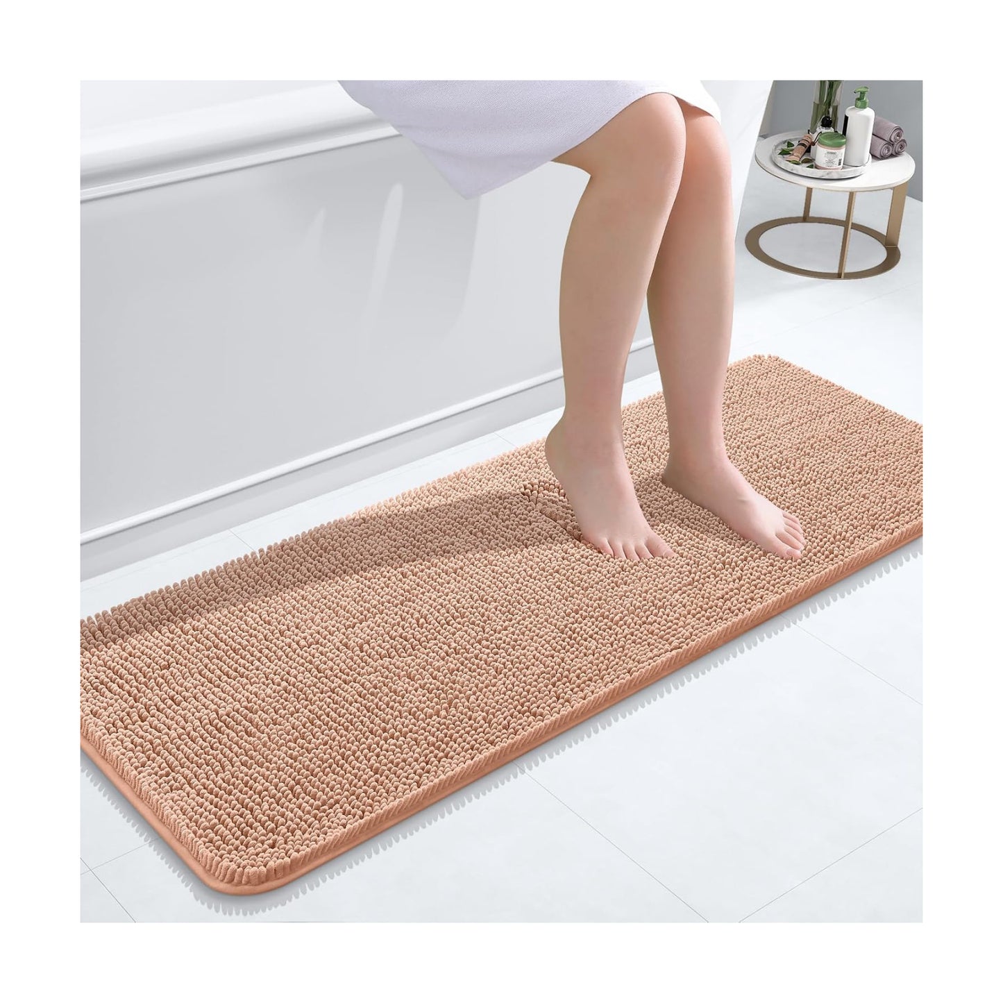 OLANLY Bathroom Runner Rugs 47x17, Extra Soft Absorbent Chenille Bath Rugs