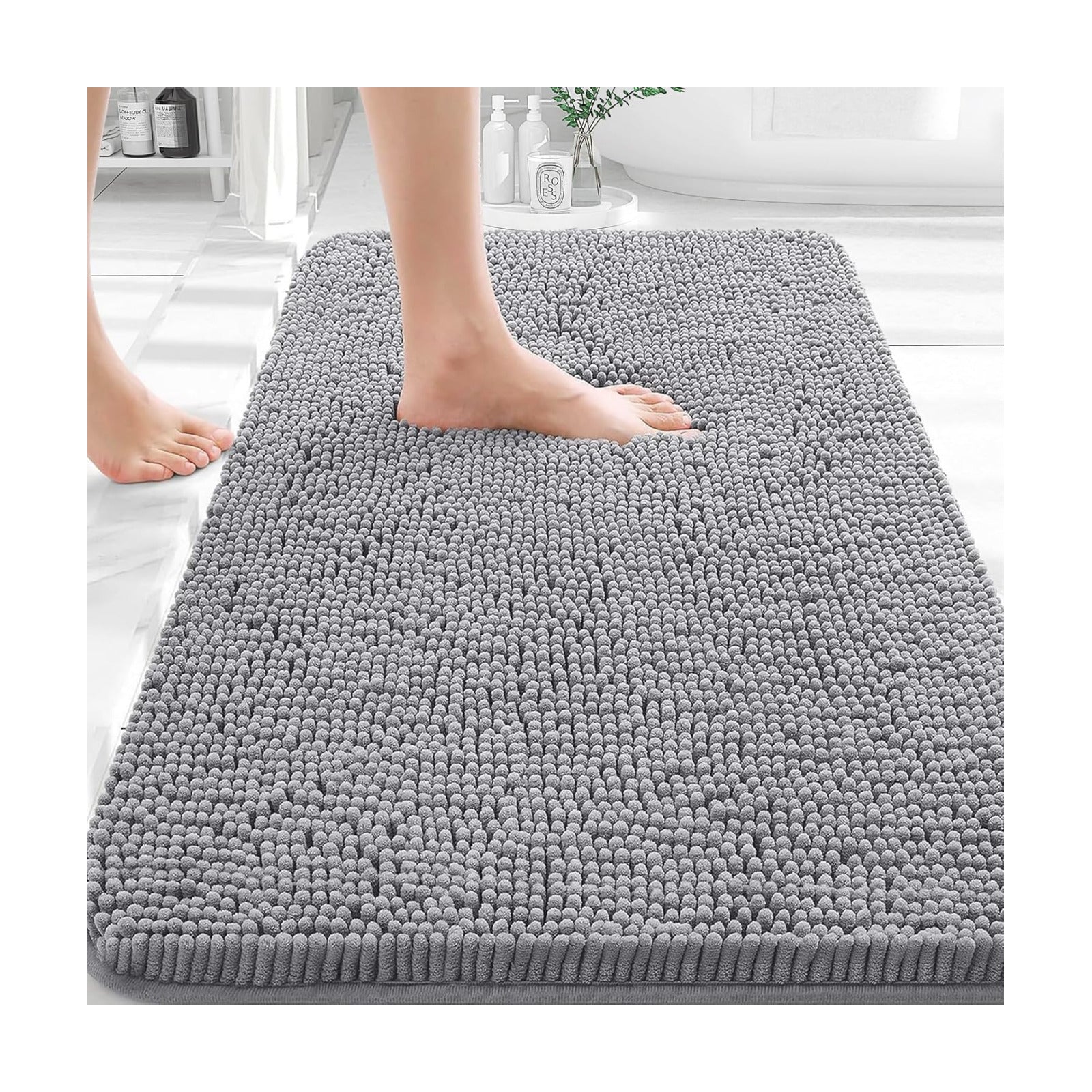 OLANLY Bathroom Rugs 35x24, Extra Soft Absorbent Chenille Bath Rugs
